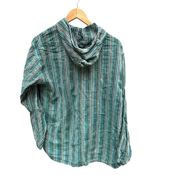 SHOP Therapy Mens Striped toggle, button Hoodie, Shirt L Grunge, Goth Streetwear - Picture 4 of 9